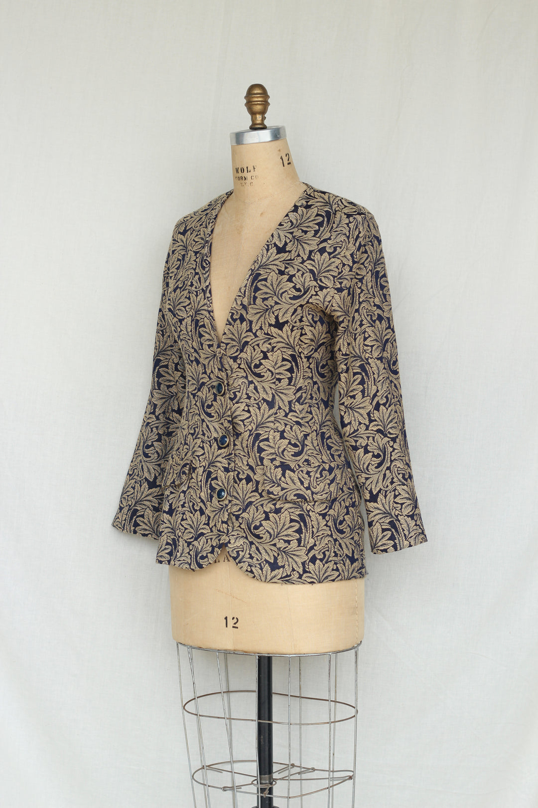 D.J. Summers Floral Floral Brassy Gold and Navy Blue Blazer