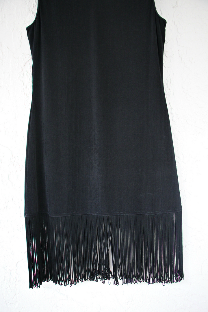 Ann Tijan for Kenar Black 1930's Inspired Vintage Fringe Dress