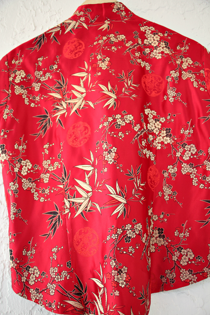 Endeared Promise Vintage Red Asian Top