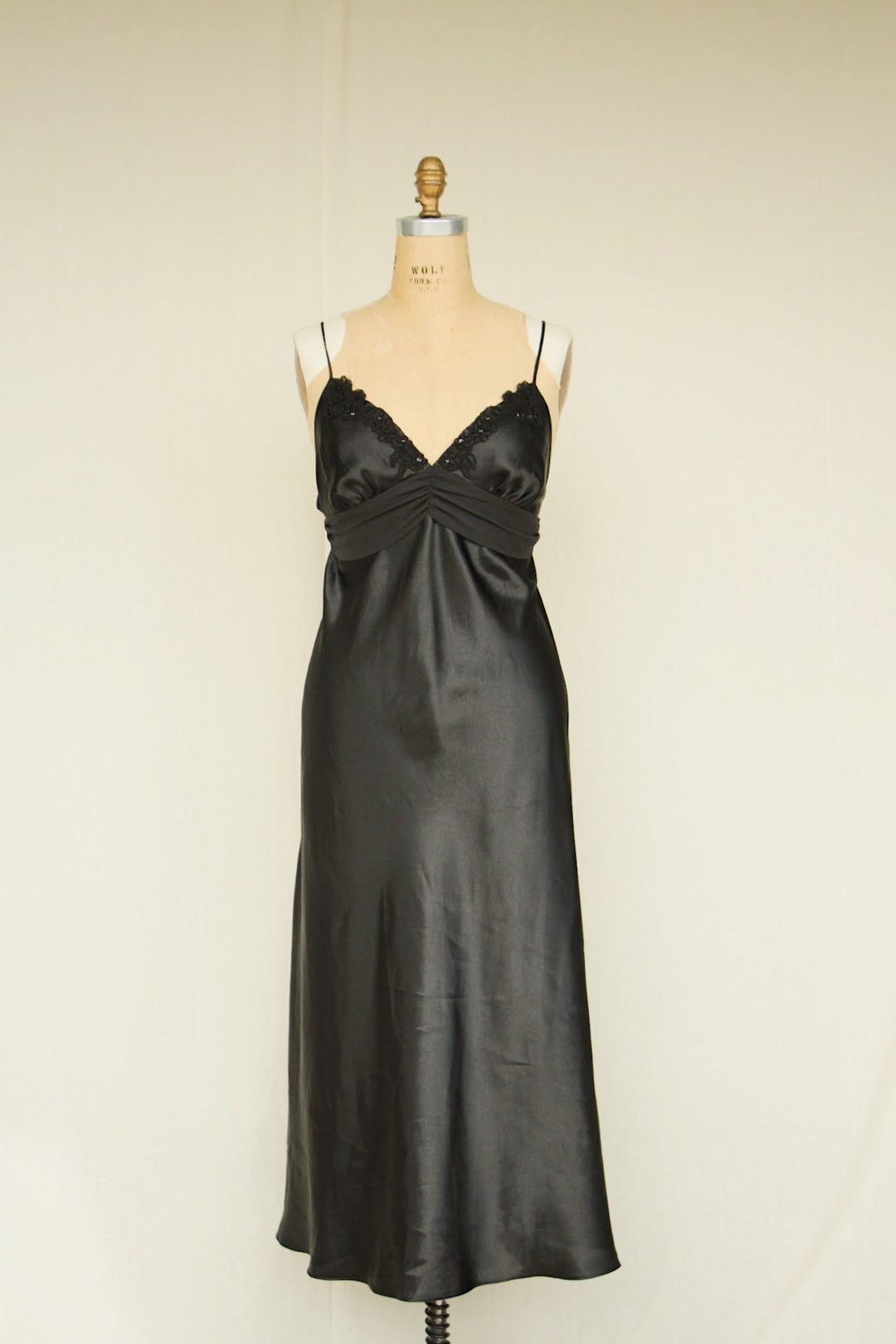 Intimo Donatella Black Intimate Beaded Bust Nightgown Slip Dress